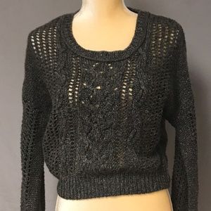 Decree Crop Chunky Knit Sweater, Size S, Dark Gray